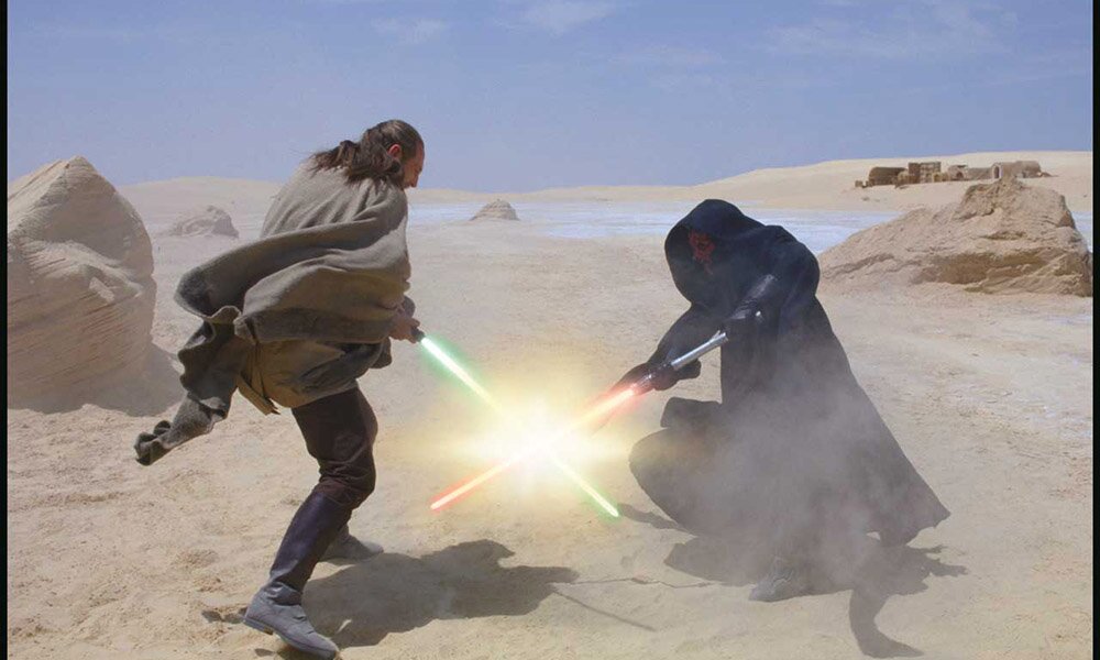 What color was Qui-Gon Jinn's lightsaber? - Quora