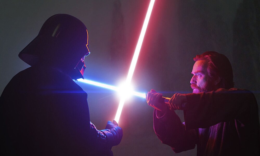 Obi wan and Vader are fighting